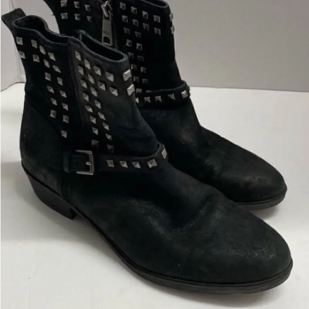 Ralph Lauren women’s black leather studded, ankle suede boot size 7 - Picture 4 of 10